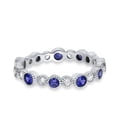 thumbnail image 1 of Full Eternity Wedding Bands Ring Blue Sapphire CZ 925 Sterling Silver Size 6, 1 of 6