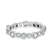 Full Eternity Wedding Bands Ring CZ 925 Sterling Silver Size 5