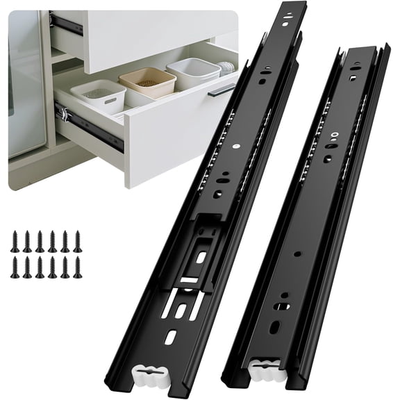 Full Extension Ball Bearing Drawer Slides 12 Inch Side Mount Cabinet Rails 1 Pair Tool Box Trash Can Glides Heavy Duty Kitchen Runners 100LB Capacity