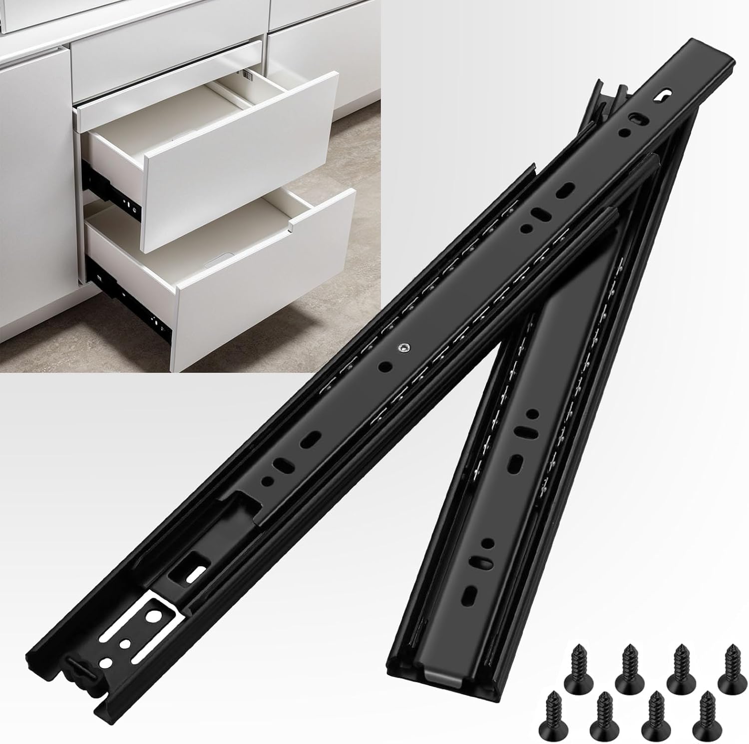 Full Extension Drawer Slides Side Mount Metal Ball Bearing Drawer ...