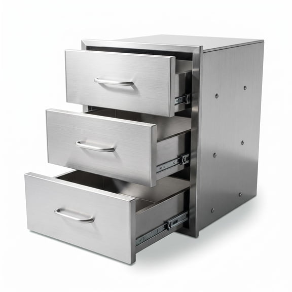 Full Extension Sliding Storage Drawer,Heavy Duty Stainless Steel Organizer ,Waterproof Outdoor Tool Chest,Recessed Drawer Storage Cabinet for Outside Cooking Countertop