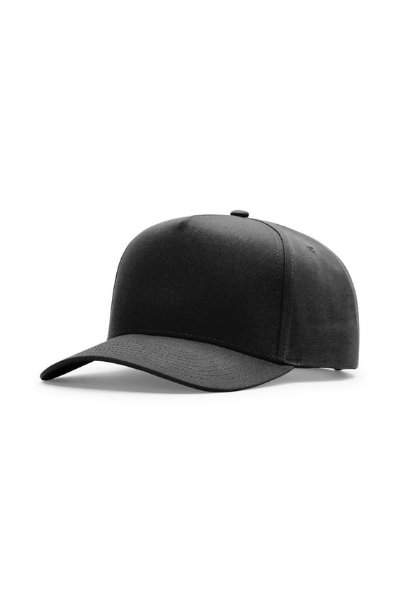 Full Fabric 5 Panel Champ Hat, One Size Fits Most, Solid Black