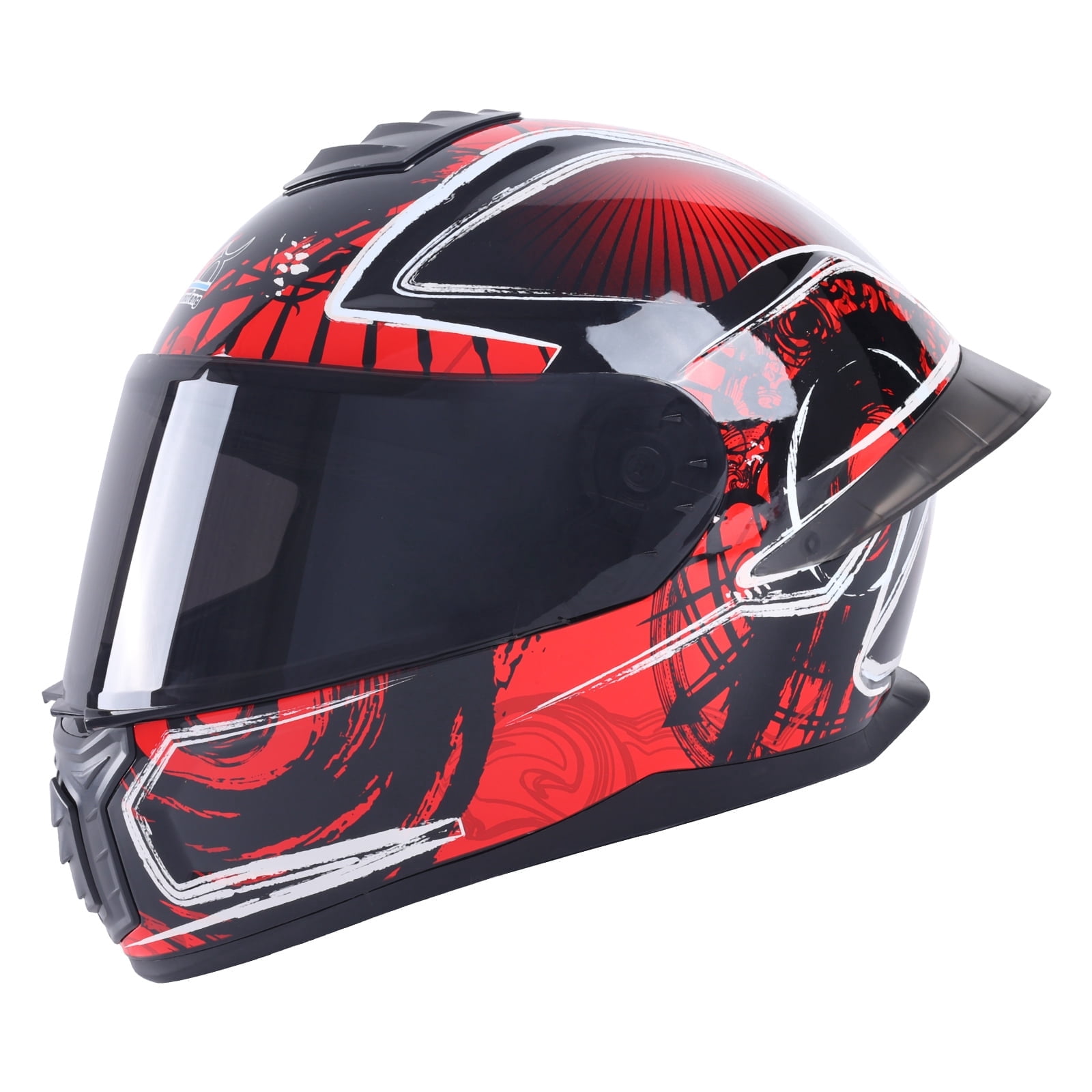 Full-Face Adult Motorcycle Helmet, Motocross ATV Offroad Dirt Bike Helmet DOT Approved, Red and Black, XL Size