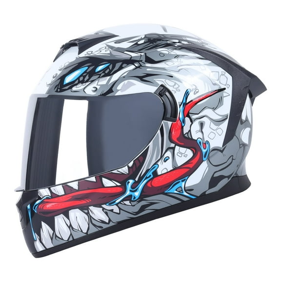 Full-Face Adult Motorcycle Helmet, Motocross ATV Offroad Dirt Bike Helmet DOT Approved White, S Size