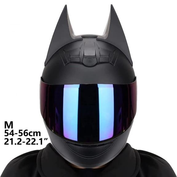 Full Face Bat Ear Bluetooth Motorcycle Helmet, Stylish Adult Bike Helmet, Comfortable & Breathable, Fits Street Bikes, Scooters, and Racing Motorcycles - Size L (21.2-22.1 inches)
