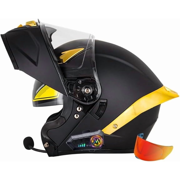 Full Face Bluetooth Motorcycle Helmet ECE 22.06 Certified, Modular Design with Dual Anti-Fog Visor, Multi-Ventilation, Removable Liner for Adults Men Women