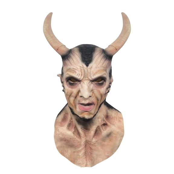 Full Face Demon Mask Horned Latex Mask for Halloween Party 18 Inch
