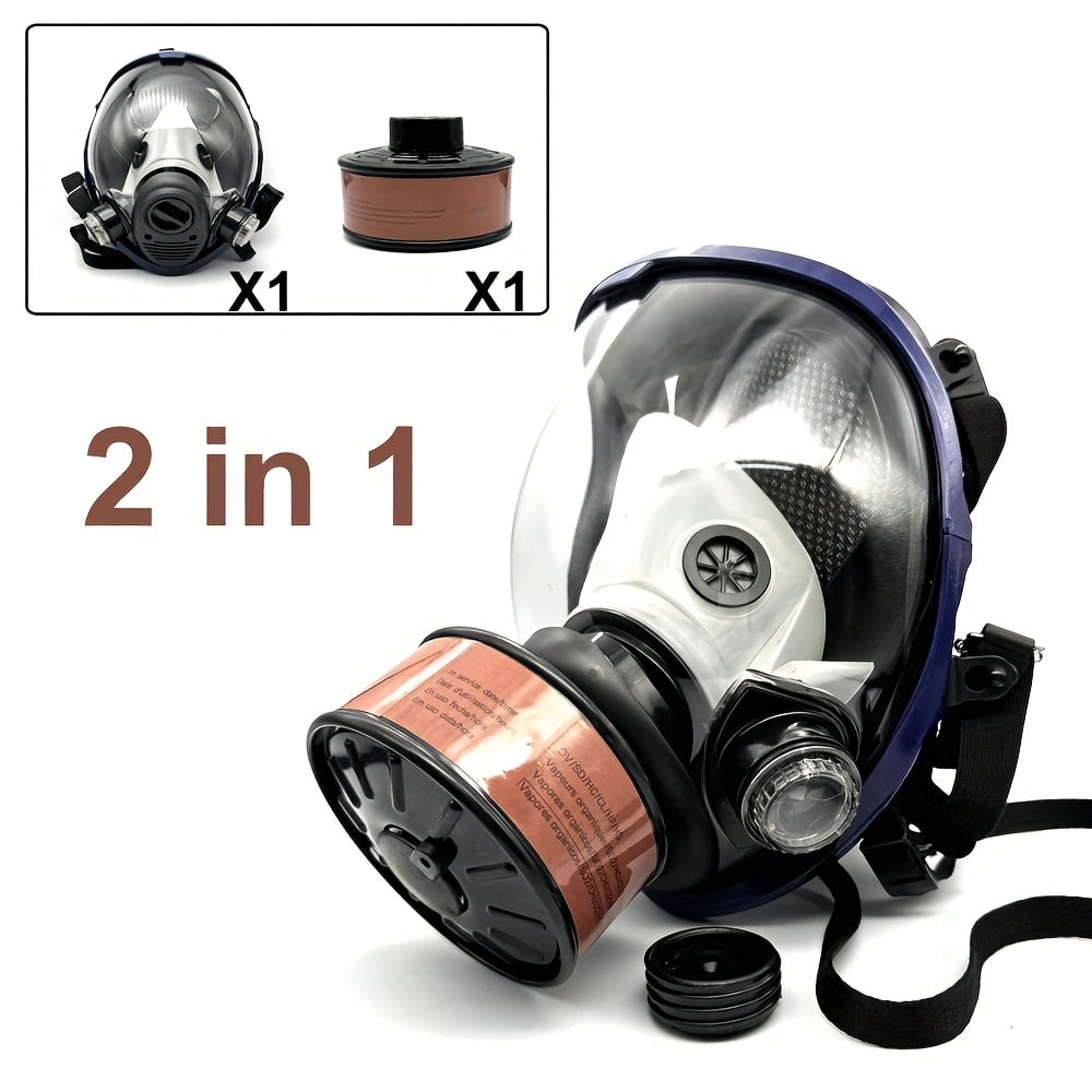 Full Face Gas Mask with 40mm Activated Carbon Filter - Reusable ...
