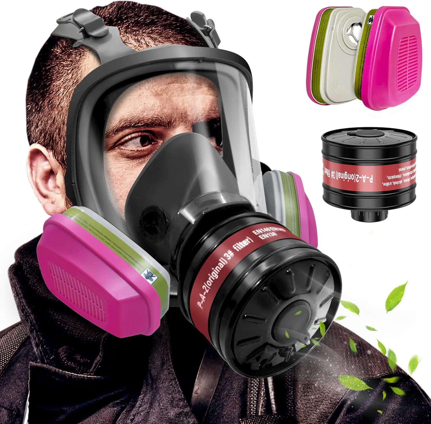 Full Face Gas Masks Survival Nuclear and Chemical with 40mm Activated ...