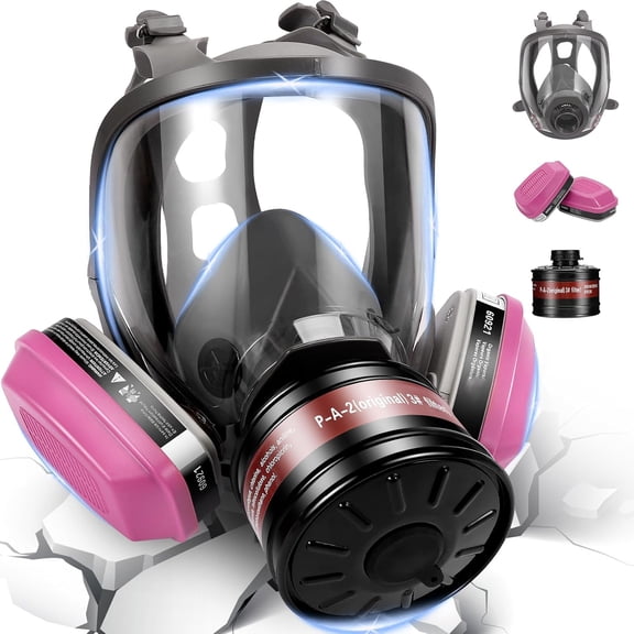 Full Face Gas Masks Survival Nuclear and Chemical with 40mm Activated Carbon Filter and 60921 Filters/Cartridges, Respirator Mask With Filters Against Dust, Organic Vapor, Paint, Welding, Chemicals