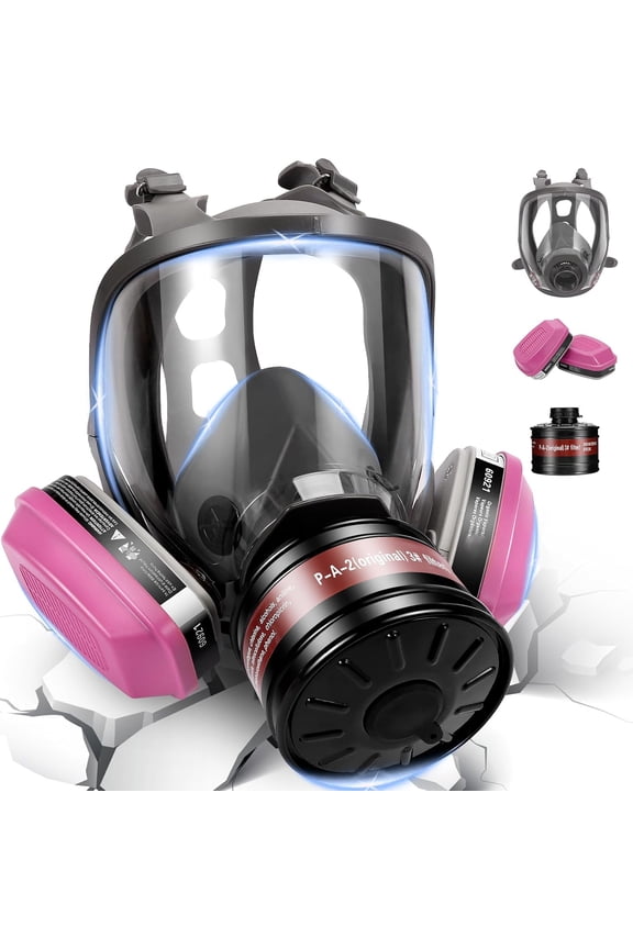 Full Face Gas Masks Survival Nuclear and Chemical with 40mm Activated Carbon Filter and 60921 Filters/Cartridges, Respirator Mask With Filters Against Dust, Organic Vapor, Paint, Welding, Chemicals