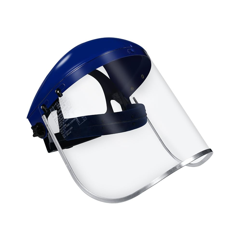 Full Face Impact Resistant Safety Faceshield (B1BL+FC48) | Clear | Extrusion-Grade Polycarbonate Visor | 1 Set + Replacement Visor