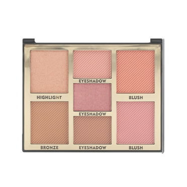 Full Face Makeup Palette,4 in 1 Small Nude Nake Makeup Palet with Highlight,Bronze,3 Colors Eyeshdow,2 Color Blush,Double Side Brush,Fine Silky Powder