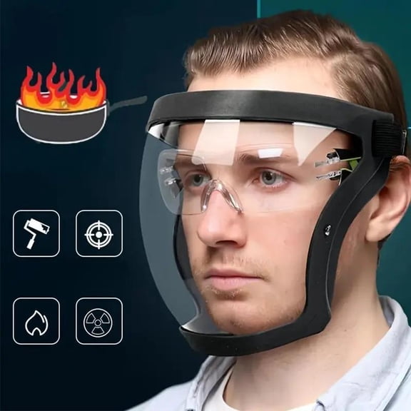 Full Face Mask, 1 Count Transparent Facial Protector, Protective Outdoor Heating Home Kitchen Tools, Work Mask for Men & Women, Safety Glasses Goggles