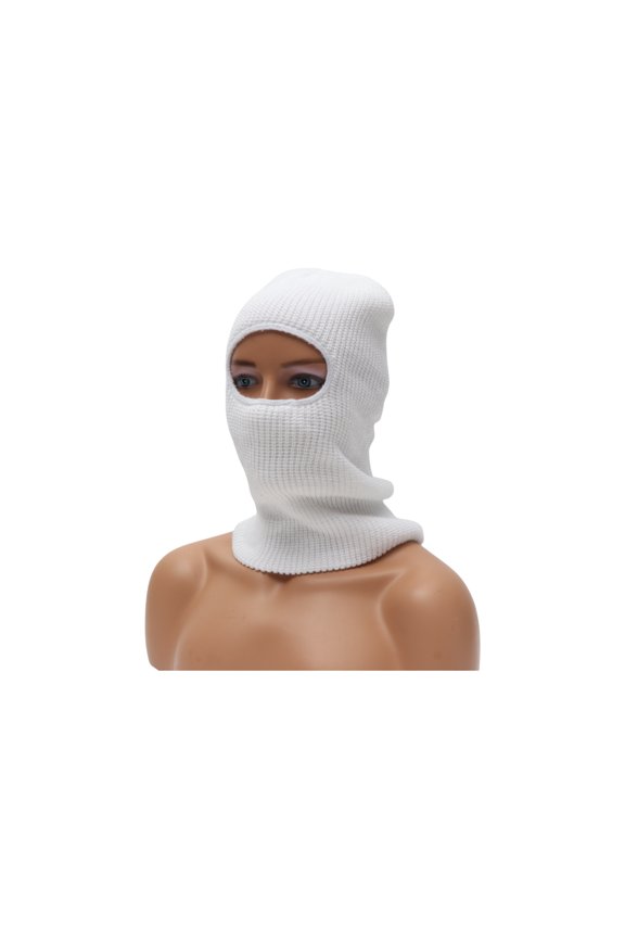 Full Face Mask Acrylic Single Hole Face Cover Warm,Windproof White 1 Pcs