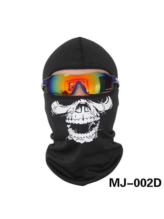 Full Face Mask with Skull Black Ghosts Printed for Cosplay Party Halloween Bike Cycling Outdoor Skateboard Hiking Skiing Tube mask Motorcycle Balaclava