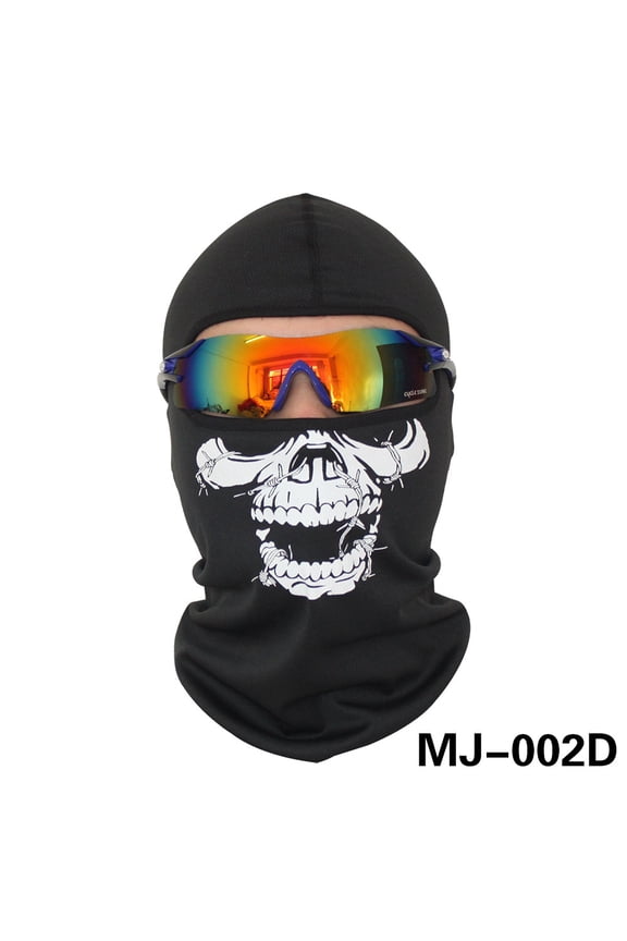 Full Face Mask with Skull Black Ghosts Printed for Cosplay Party Halloween Bike Cycling Outdoor Skateboard Hiking Skiing Tube mask Motorcycle Balaclava
