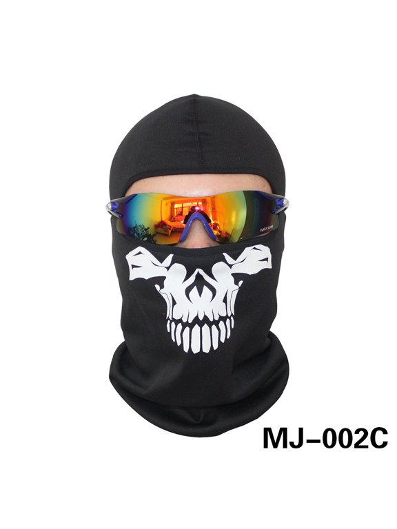 Full Face Mask with Skull Black Ghosts Printed for Cosplay Party Halloween Bike Cycling Outdoor Skateboard Hiking Skiing Tube mask Motorcycle Balaclava