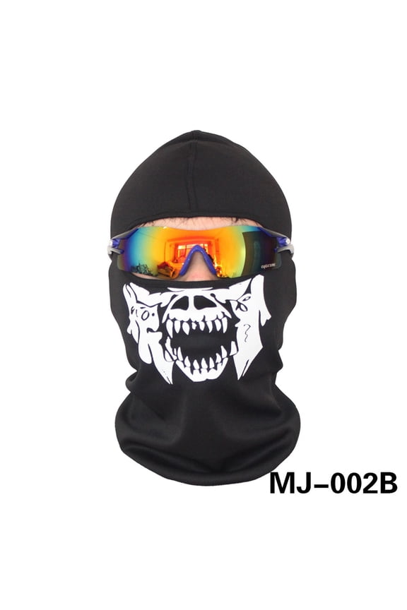 Full Face Mask with Skull Black Ghosts Printed for Cosplay Party Halloween Bike Cycling Outdoor Skateboard Hiking Skiing Tube mask Motorcycle Balaclava