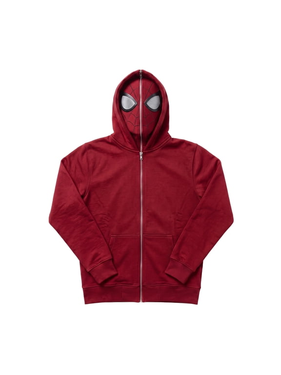 Full Face Masked Zip Hoodie, Spider Hooded Sweatshirt Cosplay Costume Jacket for Adult
