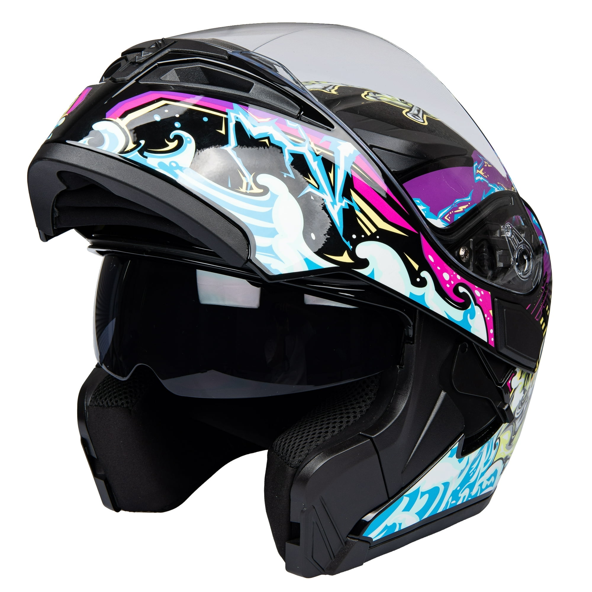 Full Face Motorcycle Helmet Dual Visor Sun Shield Flip up Modular Motocross DOT Approved Helmets Walmart