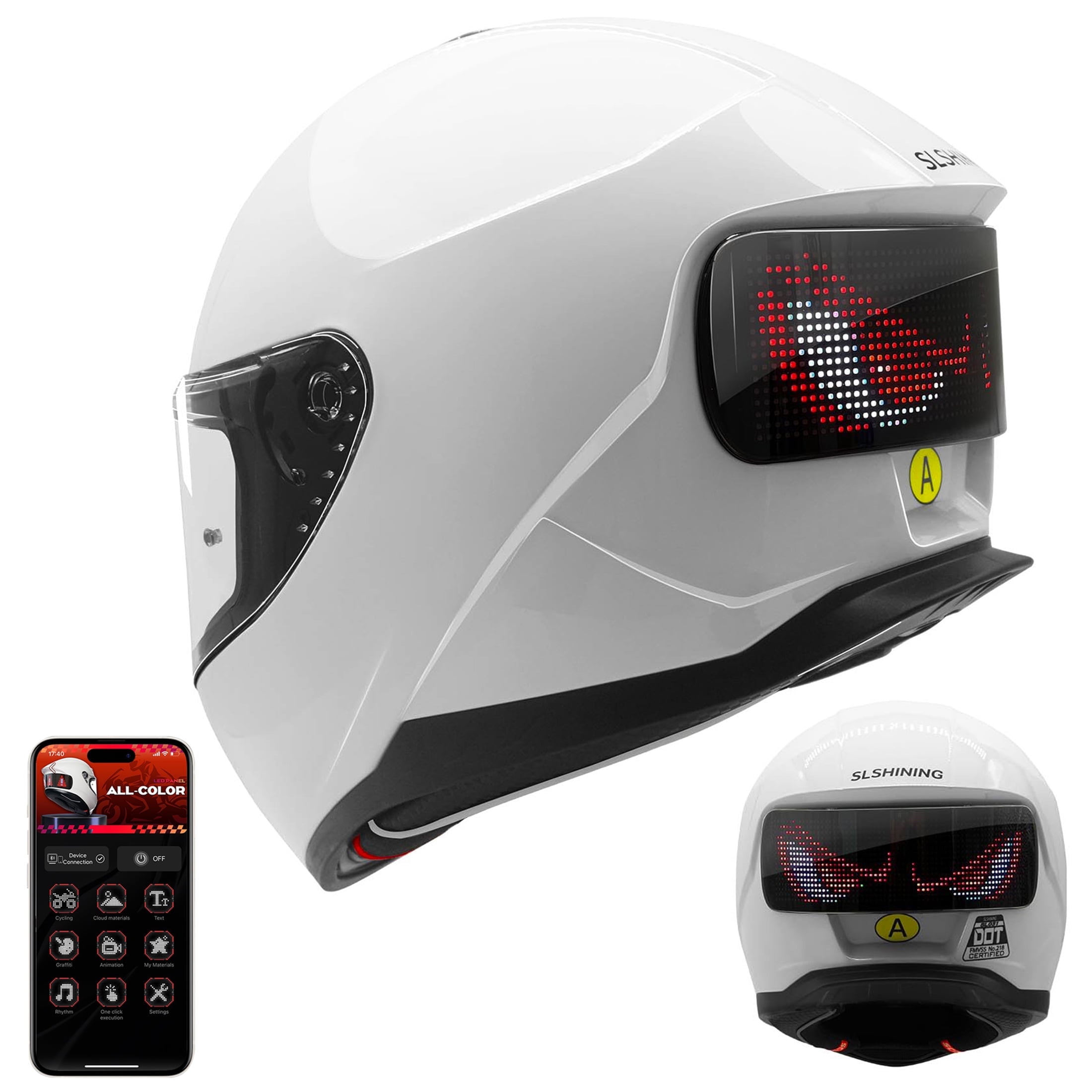 Innovation Works Full Face Motorcycle Helmet DOT Approved with Programmable  LED Display and USB Charging,ABS Bike Motorcycle Helmet for Adults -  Walmart.com