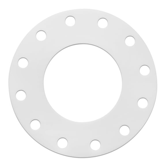 Full Face PTFE Plastic Flange Gasket for 12" Pipe - 1/8" Thick - Class 150