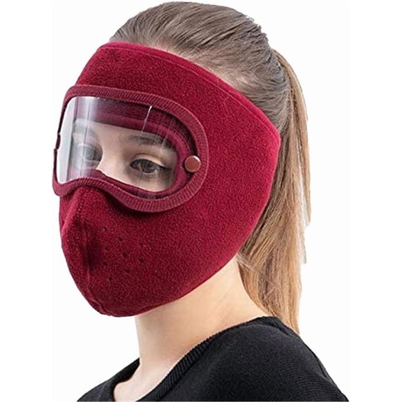 Full Face Protection Headgear, Winter Warm-Masks, Polar Fleece Riding Windproof Hd Goggles Face Protection Mouth Shield - Face-Mask Pack, Face Shield, Motorcycle Face-Mask, Winter Goggles
