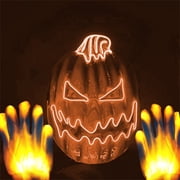 Full Face Pumpkin Mask with LED,Light Up Pumpkin Head Mask with Gloves,3 Lighting Modes,Scary LED Masks for Halloween Masquerade Party