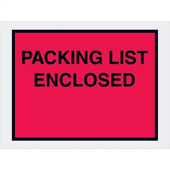 Full Face Red "Packing List Enclosed" Envelopes 4 1/2" X 6" (1000 Case)