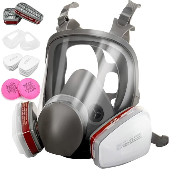 Full Face Respirator Gas Mask: 6800 Reusable Respirator Mask with Filters 6001&2091 - Dust Mask Anti Fog Against Organic Vapor Fumes Gases for Spray Paint Chemicals Epoxy Resin Welding Sanding