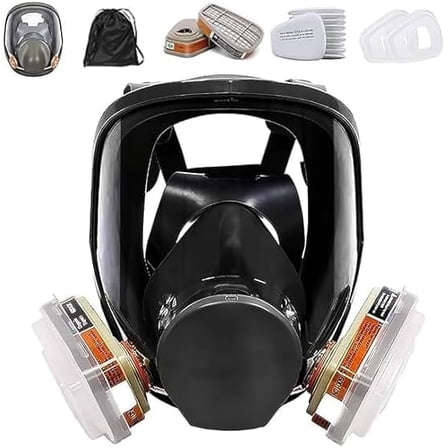 Full Face Respirator Gas Mask: 6800 Reusable Respirator Mask with Filters 6001 - Dust Mask Anti Fog Against Organic Vapor Fumes Gases for Spray Paint Chemicals Epoxy Resin Welding Sanding