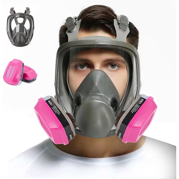 Full Face Respirator Mask with 60921 Filters, 6800 Reusable Gas Mask Against Dust Organic Vapor Anti-fog Mask for Epoxy Resin, Chemicals, Painting, Car Spraying, Welding