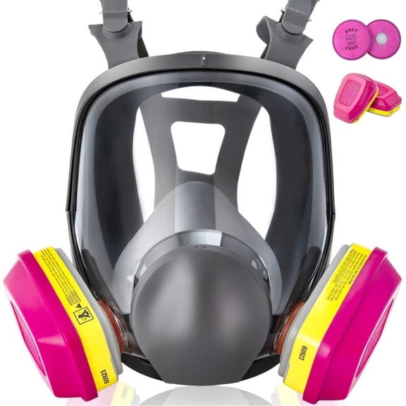 Full Face Respirator Mask 60923 Filters, Reusable, for Painting, Dust, Organic Vapor Protection