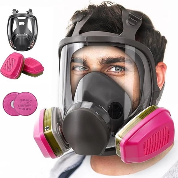 Full Face Respirator Mask with 60926 & 2097 Filters, Gas Mask for Chemical, Paint, Dust Protection  Reusable, Anti-Fog, Impact-Resistant Lens, Includes Storage Bag