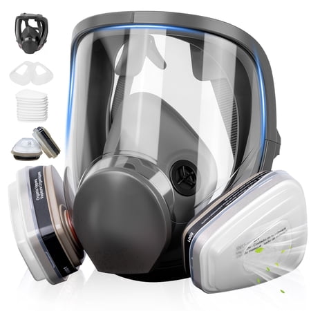 XINBTK Full Face Respirator Mask with Filter, Reusable Mask Respirators with 6001 Activated Carbon Filter, Gas Masks for Painting, Dust, Welding, Cutting, Organic Vapor