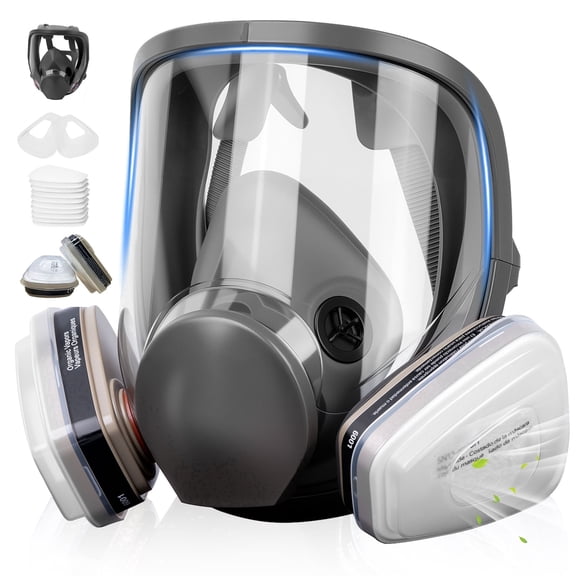 XINBTK Full Face Respirator Mask with Filter, Reusable Mask Respirators with 6001 Activated Carbon Filter, Gas Masks for Painting, Dust, Welding, Cutting, Organic Vapor