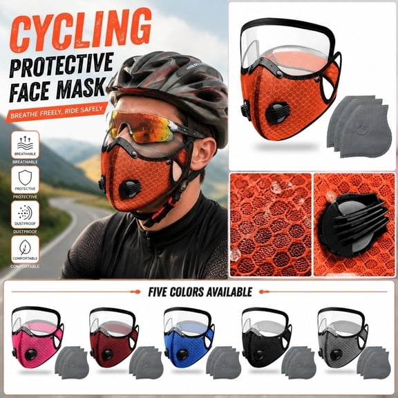 Full Face Respirator Mask, Full Face, Respirator Mask with Filters, Activated Carbon Respirator Filters, 8X7 in Reusable Face Mask Set with Clear Eye Protection, Adjustable