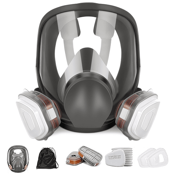 Full Face Respirator Mask - Reusable Respirator with Filters 6001cn, Dust Mask Anti-fog Against Organic Vapor Gas MaskPerfect for Spray Paint, Sanding, Welding, Cutting Work