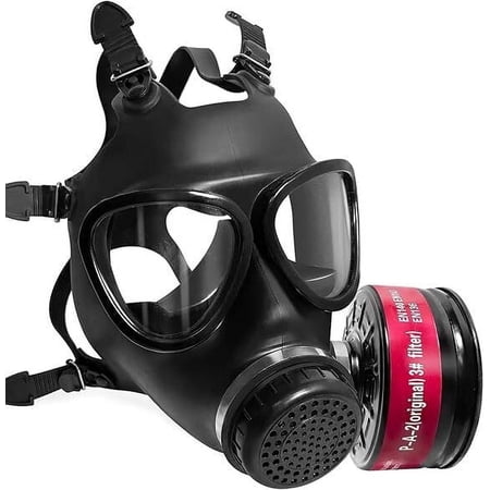 Full Face Respirator Mask with 40mm Activated Carbon Filters, Full Face Gas Mask Survival for Asbestos, Chemical, Gas, Welding, Fume and Cosmlay