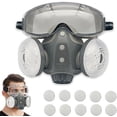 thumbnail image 1 of Full Face Respirator Mask with Filters & Goggles, Reusable Dust Proof Safety Shield, for Painting Sanding Welding, 1 of 4