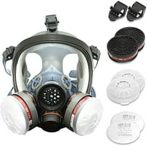 Full Face Respirator - Protective Eye with Anti-Fog & Adjustable - 2 P-A-1 Air Filters - Industrial Grade S-100