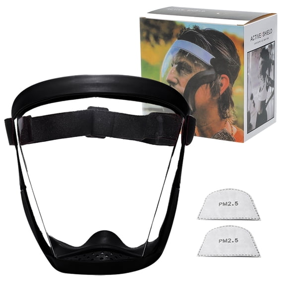 Full Face Safety Shield Anti-Fog Clear Visor Protective Mask, Adjustable Head Strap for Grinding, Cutting & Welding, Scratch Resistant & Impact Proof Safety Shield Black 1Pcs