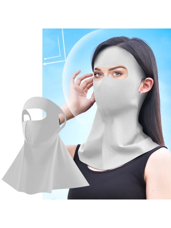 Full Face Shield Sunscreen Face Mask - UV-Protective Full Face & Neck Mask, Breathable Sun Shield for Outdoor Activities, Lightweight UPF Sunscreen Cover for Hiking/Cycling (Gray)