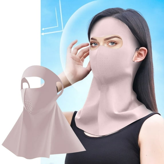 Full Face Shield Sunscreen Face Mask - UV-Protective Full Face & Neck Mask, Breathable Sun Shield for Outdoor Activities, Lightweight UPF Sunscreen Cover for Hiking/Cycling (Pink)