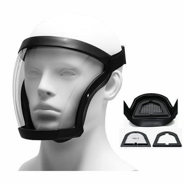 Full Face Shield, Super Protective Anti-Fog Transparent High-Definition Face Shield, with Removable Filter Tank and Filter Cotton, Suitable for Adults,Black