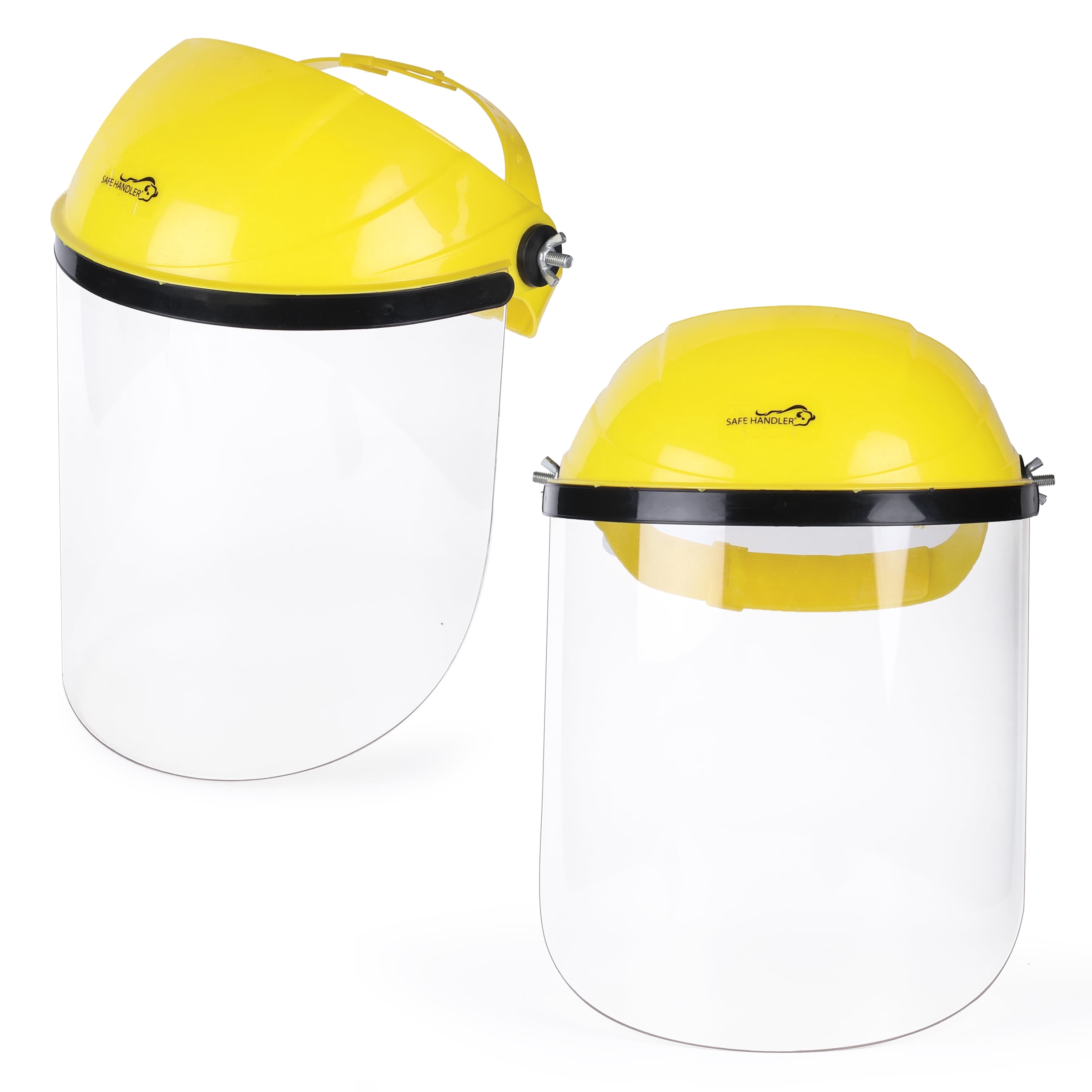 Safe Handler Hard Visor Face Shield, Reusable Lightweight Full Facial Protection , Yellow, (2 Pack)