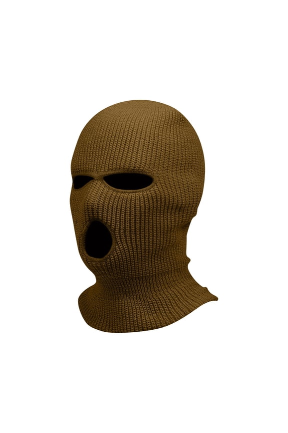 Full Face Ski Mask Winter Hat Balaclava Hood Beanie Knitted Headgear Three Holes-Three Holes Outdoor Cycling Warm Hooded Knitted Cap for Men Women(Brown One Size)