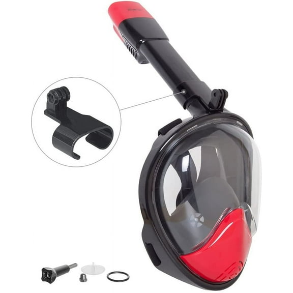 Full Face Snorkel Mask 180 Wide View Easy Breathe GoPro Compatible with Anti-Fog and Anti-Leak Design (L/XL)