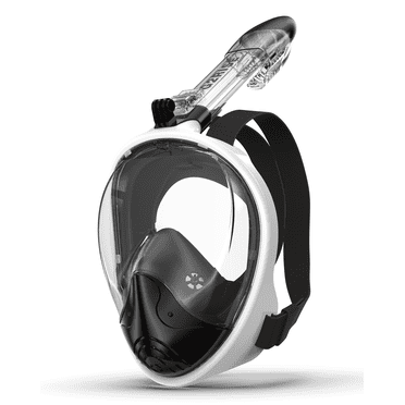 Full Face Snorkel Mask Adults Snorkeling Set Gear with Detachable Camera Mount, Safe Breathing, Anti Fog Anti Leak(Black White, XL)